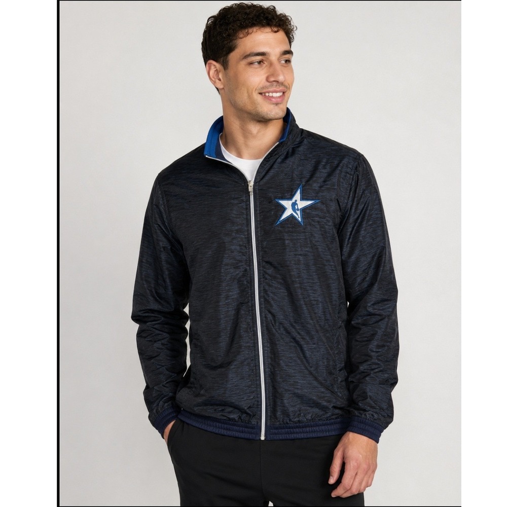 Adidas Windbreaker M Black Blue NBA All Star Game Full Zip Lightweight Jacket